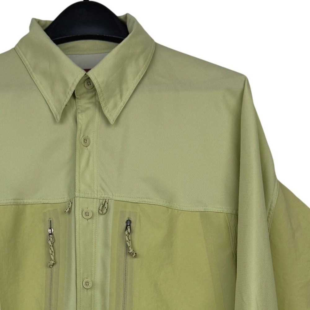Simms Guide Fishing Shirt Mens Large SolarBAN 50 UPF Long Sleeve Vented Green